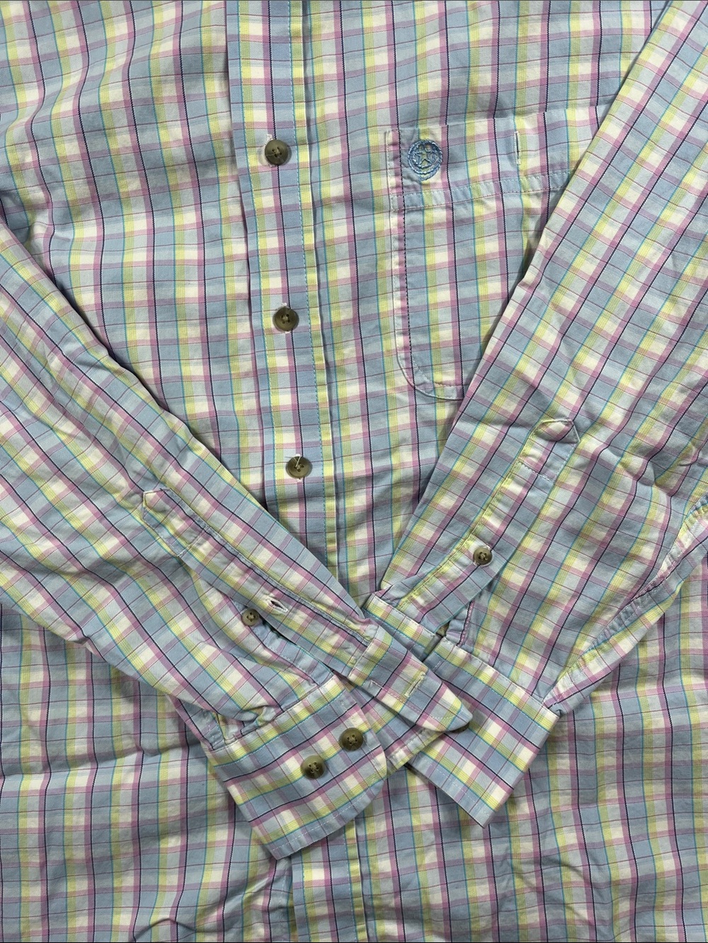 Wrangler George Strait Western Shirt L Multi Color Check - Picture 2 of 5